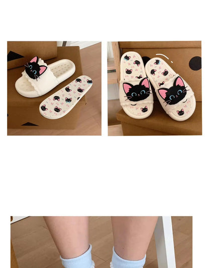 Nuove pantofole vivide da gattino scarpe estive personalizzate da donna donna gatto nero pantofola in EVA scarpe da casa inodore pantofola da spiaggia da bagno