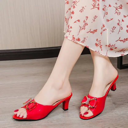 Nuovi Sandali Estivi da Donna, Ciabatte con Punta Aperta, Ciabatte con Fiocco di Strass, Scarpe Sexy con Punta Aperta, Taglia Grande 42