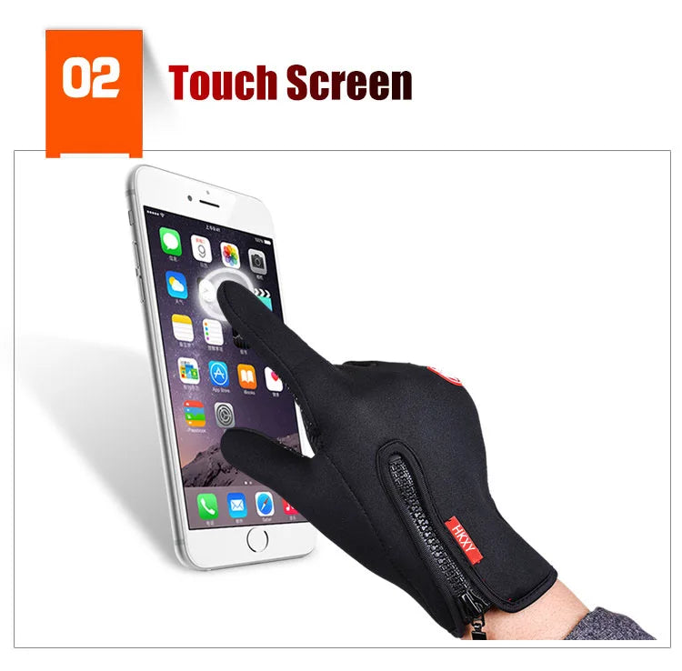 Guanti Sportivi Autunno Inverno per Uomo e Donna, Guanti da Moto in Pile con Zip, Touchscreen, Caldi, Idrorepellenti, Antivento e Antiscivolo per Ciclismo