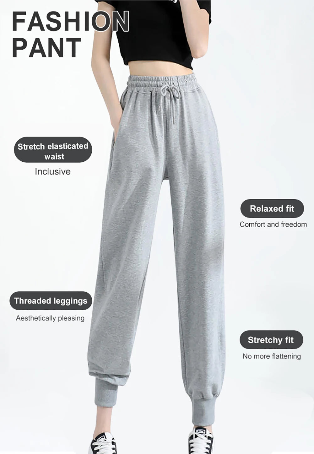 Pantaloni Jogger Invernali da Donna, Pantaloni Sportivi con Tasche, Pantaloni Larghi in Pile, Pantaloni Casual con Vita Elastica, Abbigliamento Sportivo Femminile