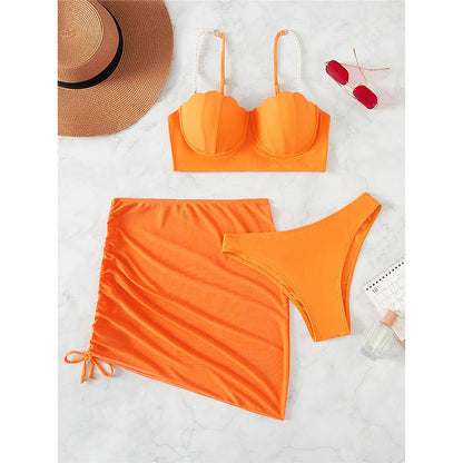 S - XL perle Bikini Push Up costume da bagno donna costumi da bagno donna Bikini a tre pezzi con reggiseno coppa bagnante costume da bagno Swim V4302