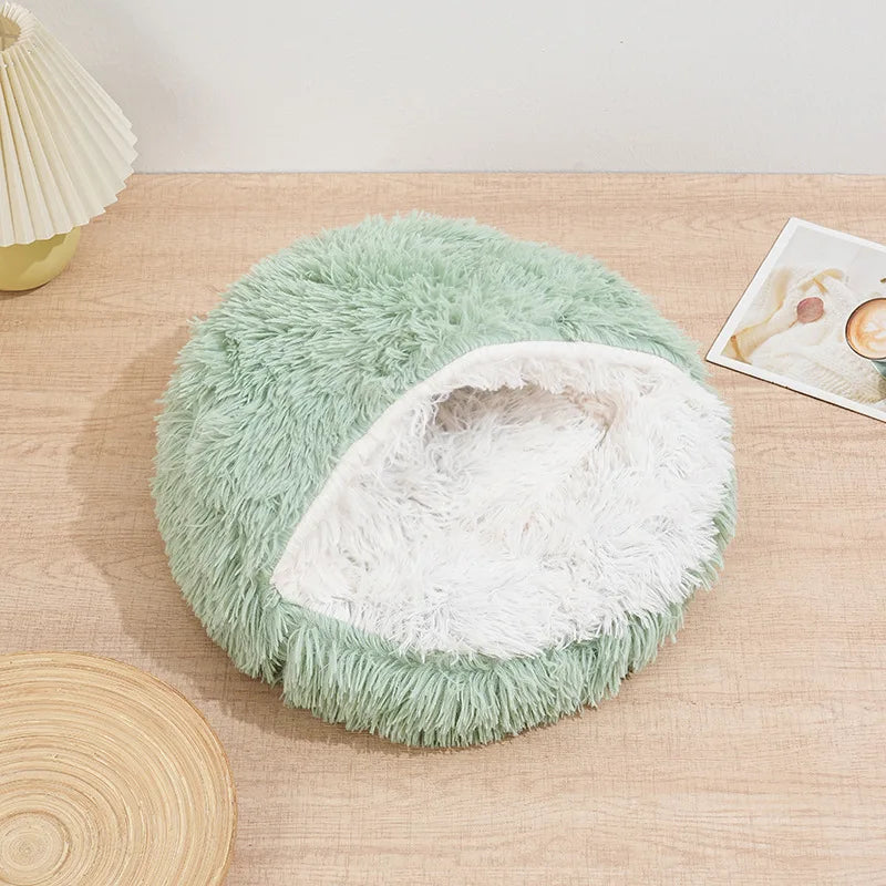 Winter Plush Pet Cat Bed Round Cat Cushion Cat House 2 in 1 Warm Cat Basket Pet Sleep Bag Cat Nest Kennel for Small Dog Suit New