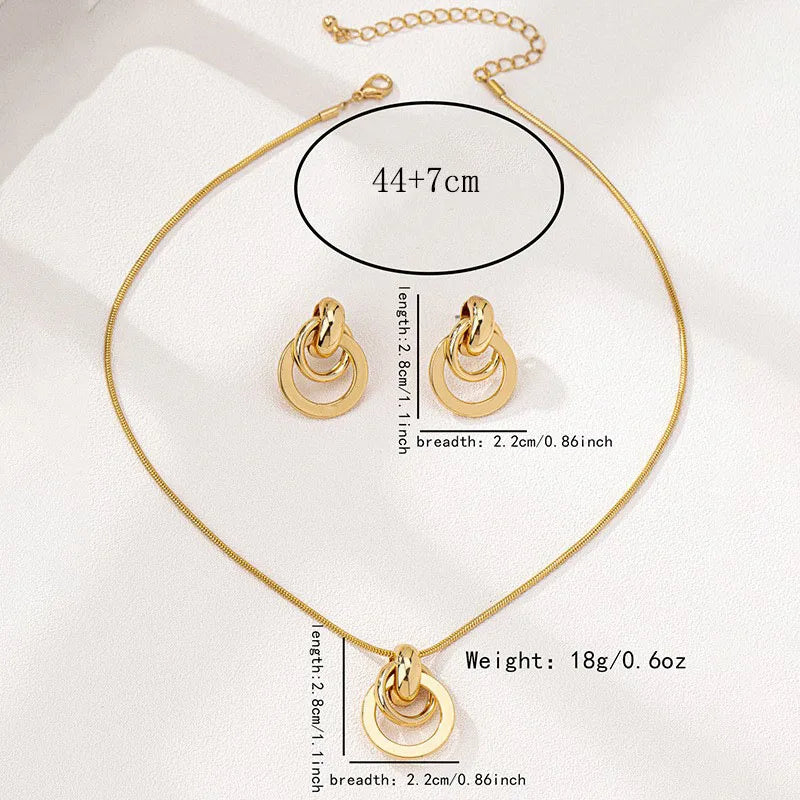 Ensemble de bijoux fantaisie 3 pièces en métal géométrique cercle pour femmes, design polyvalent, adapté au quotidien et à diverses occasions