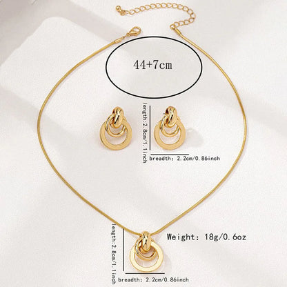 Ensemble de bijoux fantaisie 3 pièces en métal géométrique cercle pour femmes, design polyvalent, adapté au quotidien et à diverses occasions