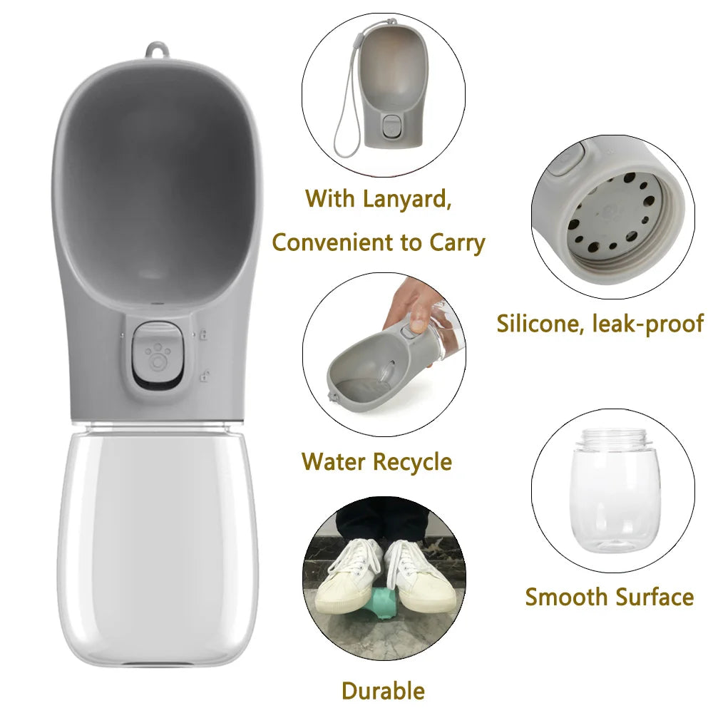 550ML Pet Bottiglia d'acqua portatile per cani Escursionismo all'aperto Ciotole per cani di piccola taglia media Gatti Chihuahua Bulldog Forniture per animali domestici