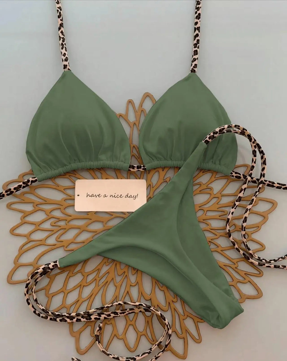 Sexy Bikini Women's Swimsuit Strap Halter Neck Triangle Cup Beachwear Pure Color Cheeky Two Piece Swimsuits Bathing Swimwear