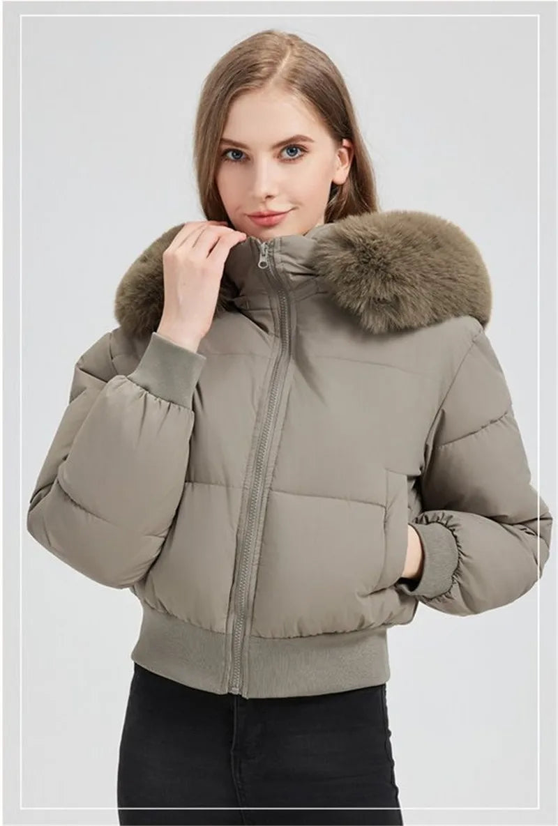 Inverno 2026 Nuova Giacca Corta Imbottita in Cotone Stile Europeo Americano da Donna, Giacca Corta alla Moda e Comoda da Indossare sopra gli Abiti