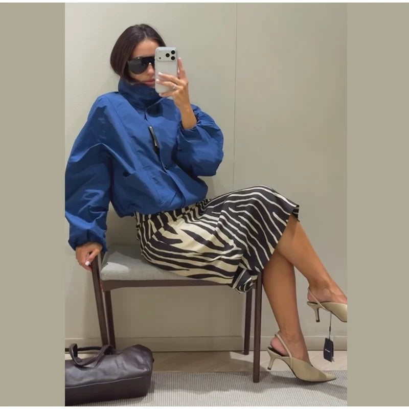 Gonna midi a righe zebrate da donna, a vita alta, dritta, elegante, aderente, casual, lunga, 2026, outfit moda street estivo e autunnale