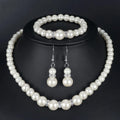 3 pezzi di perle finte palla di fuoco collana braccialetto orecchino set di gioielli con perno colore argento pietra di cristallo elegante regalo di gioielli da sposa
