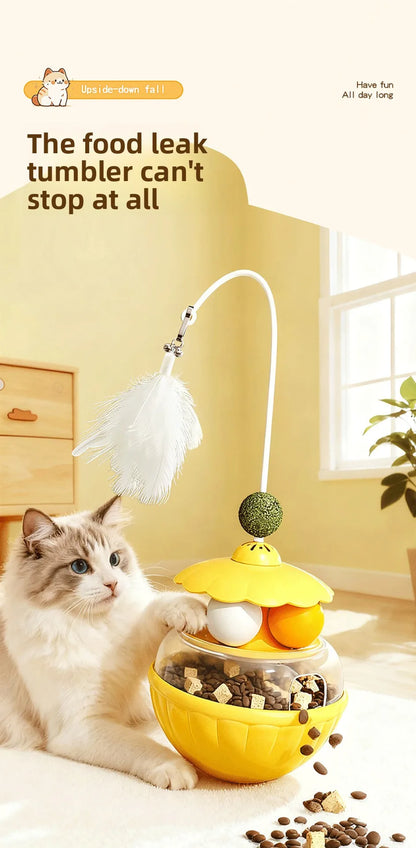 Giocattoli per Gatti: Bastone Teaser con Piuma Rimovibile e Pallina al Peppermint, Accessori per Animali Domestici