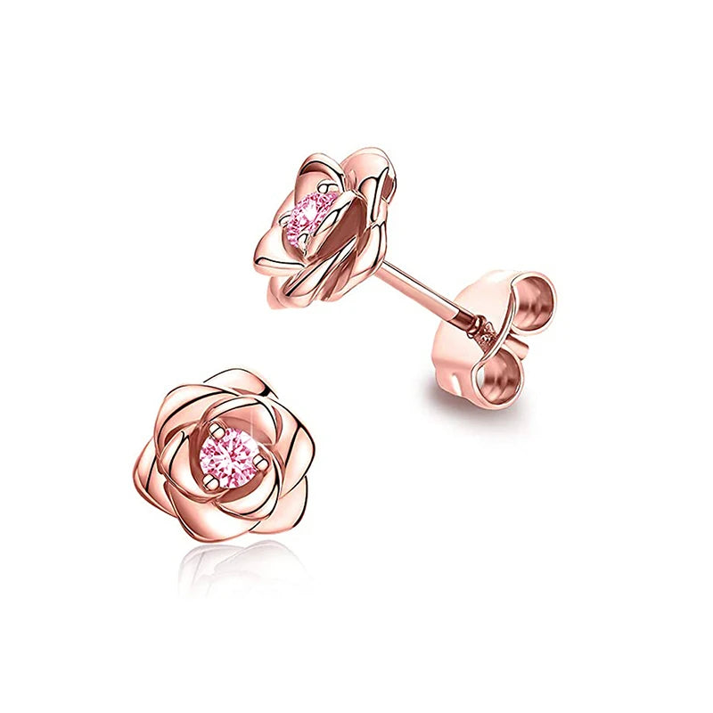 Huitan Eternity Love Orecchini Ear Stud Piercing Colore argento/Colore oro Orecchini a forma di cuore per le donne Gioielli da sposa chic