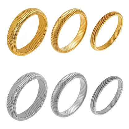 Bracciale in metallo spesso con elasticità retrò impermeabile in acciaio inossidabile placcato oro 18 carati tendenza moda gioielli unisex uomo donna