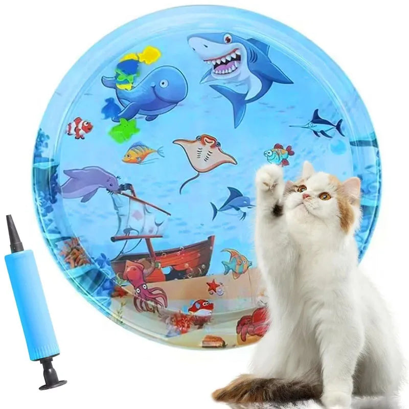 Tappetino per acqua sensoriale mare oceano Tappetino per acqua gonfiabile addensato per forniture per animali domestici per gatti Tappetino rinfrescante per pulizia Accessori estivi per animali domestici per gatti