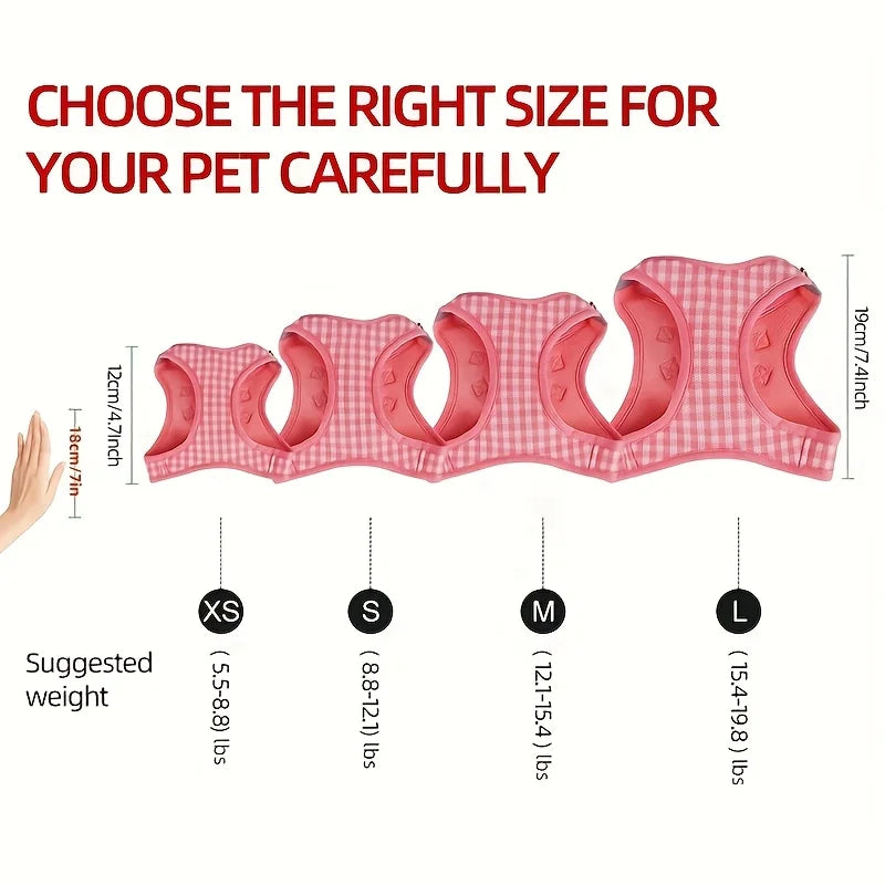 Tuta per gatti, Tessuto traspirante con motivo scozzese, Accessori metallici durevoli con strisce riflettenti, Lavabile a mano, Fibra di poliestere, Adatto per la maggior parte dei gatti, Forniture per animali Accessori per g