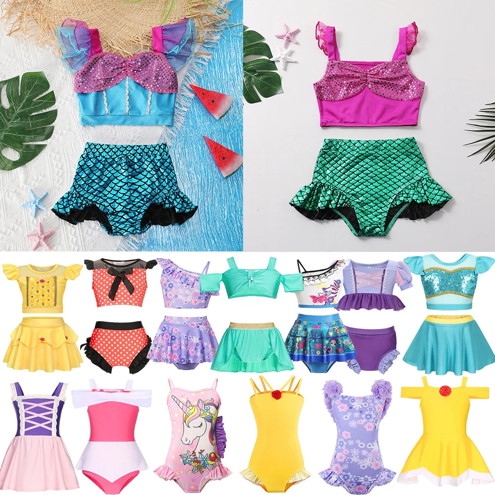 Costume da bagno principessa Sirena Mirabel Isabella Costume da bagno Set Ragazza Estate Beachwear Pool Party Bambini Anna Elsa Rapunzel Costume da bagno