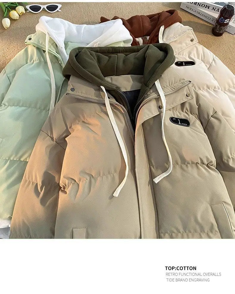 Nuova giacca invernale imbottita in cotone da donna, giacca in cotone con cappuccio in due pezzi Cappotto Parker imbottito in cotone caldo casual femminile