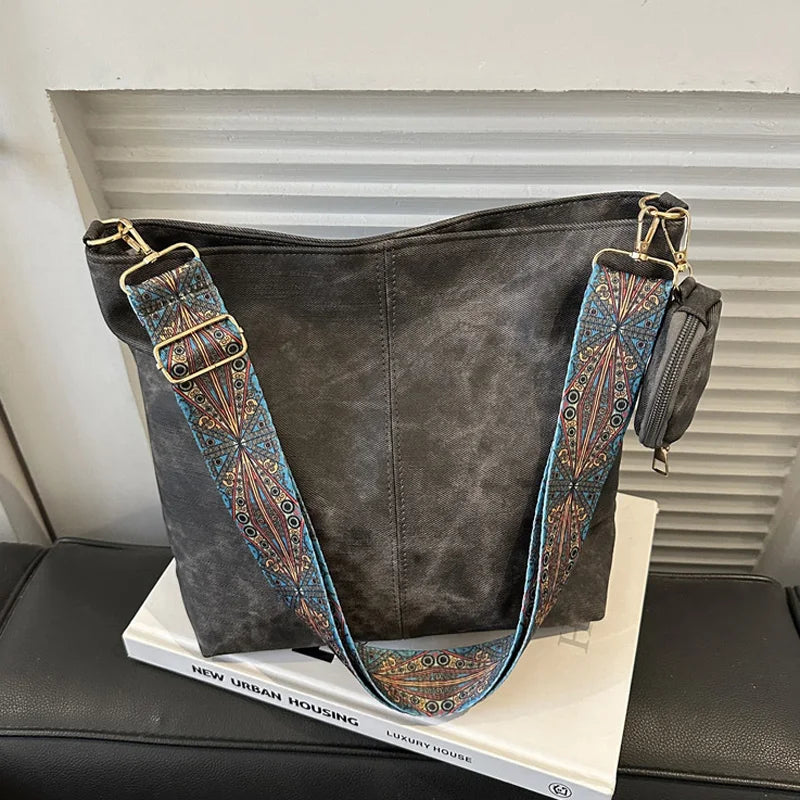 Borsa a tracolla da donna vintage per pendolarismo Borse a tracolla casual di grande capacità Borse e portamonete in pelle Pu Tote di design