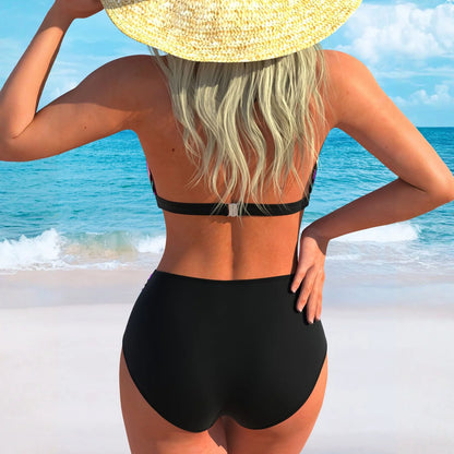 Sexy Bikini Set Summer Fashion Polka dot and Colorful Striped Swimsuit for Beach and Pool High waisted with Tied Front Bikini