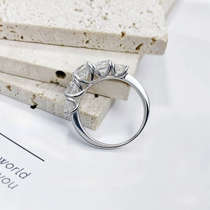 3.6CT Tutti gli anelli Moissanite per le donne 5 pietre scintillanti Dia Wedding Band Gioielli in argento sterling 100%