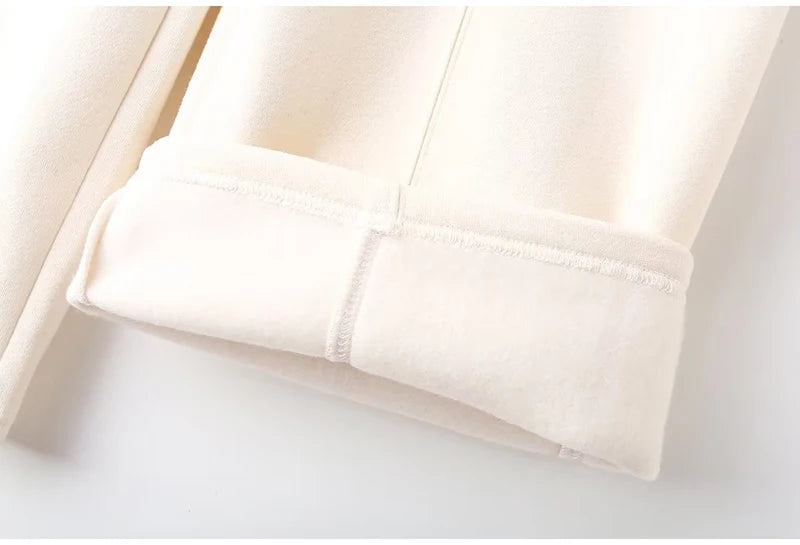 Abito caldo per le donne Pantaloni sportivi Set Inverno 2 pezzi Giacca e pantaloni in pile spesso con cerniera Set Tuta da donna in velluto per le donne