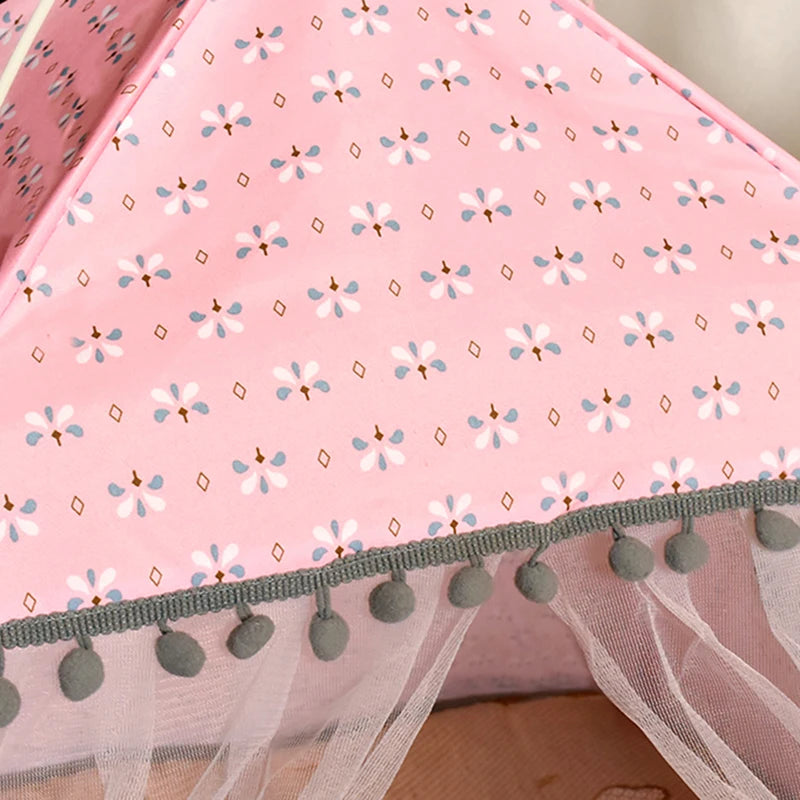 Tenda per gatti con fiori spezzati Tenda semi chiusa per celebrità Internet Nido universale per tutte le stagioni Forniture per animali domestici Nido estivo per cani e gatti