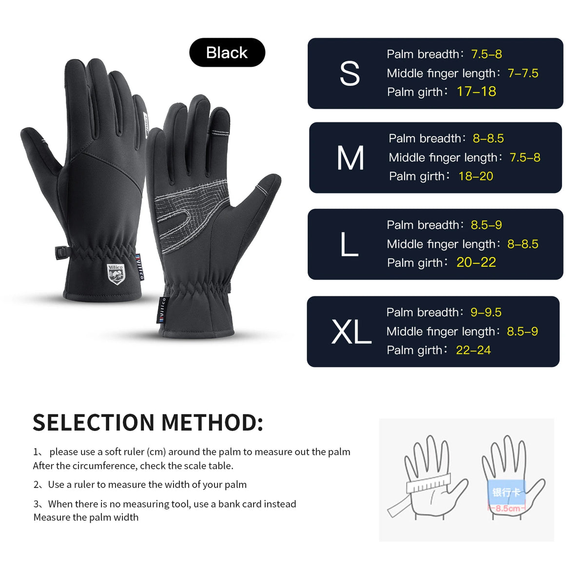 Guanti da ciclismo impermeabili invernali da uomo Sport all'aria aperta Corsa da moto Sci Touch Screen Guanti in pile antiscivolo Caldi dita intere