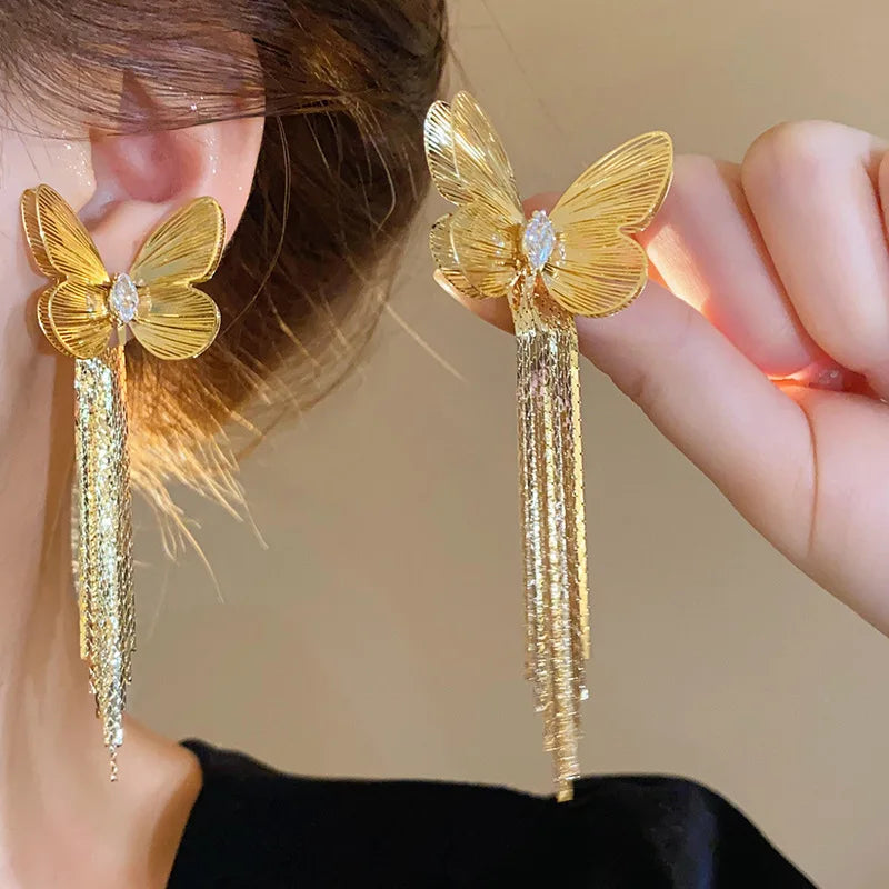 Orecchini Vintage Geometrici Irregolari in Metallo per Donne, Tendenza 2025, Orecchini a Perno Dorati, Gioielli
