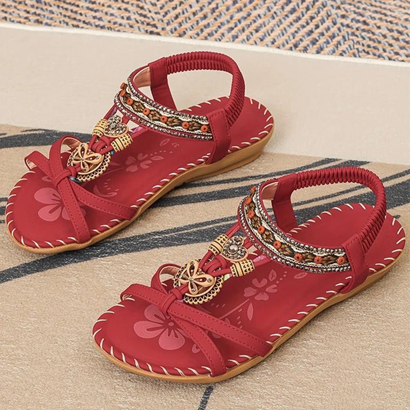 Sandali da donna Sandali estivi stile Boemia Donna Fondo morbido Sandali con tacco basso Scarpe da donna Scarpe antiscivolo Calzature estive