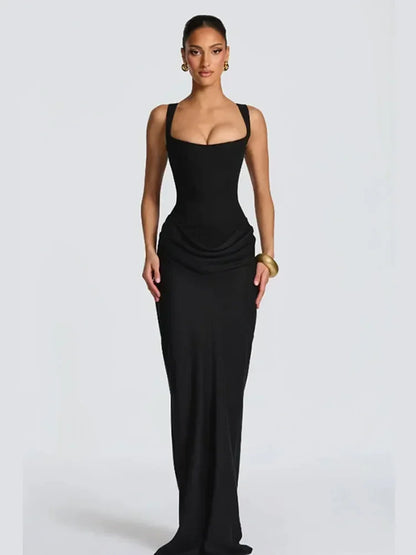 Mini abito da donna con scollo a V e scollo all'americana senza schienale Moda senza maniche a vita alta Abiti aderenti 2025 Nuova estate Lady Party Holiday Robes