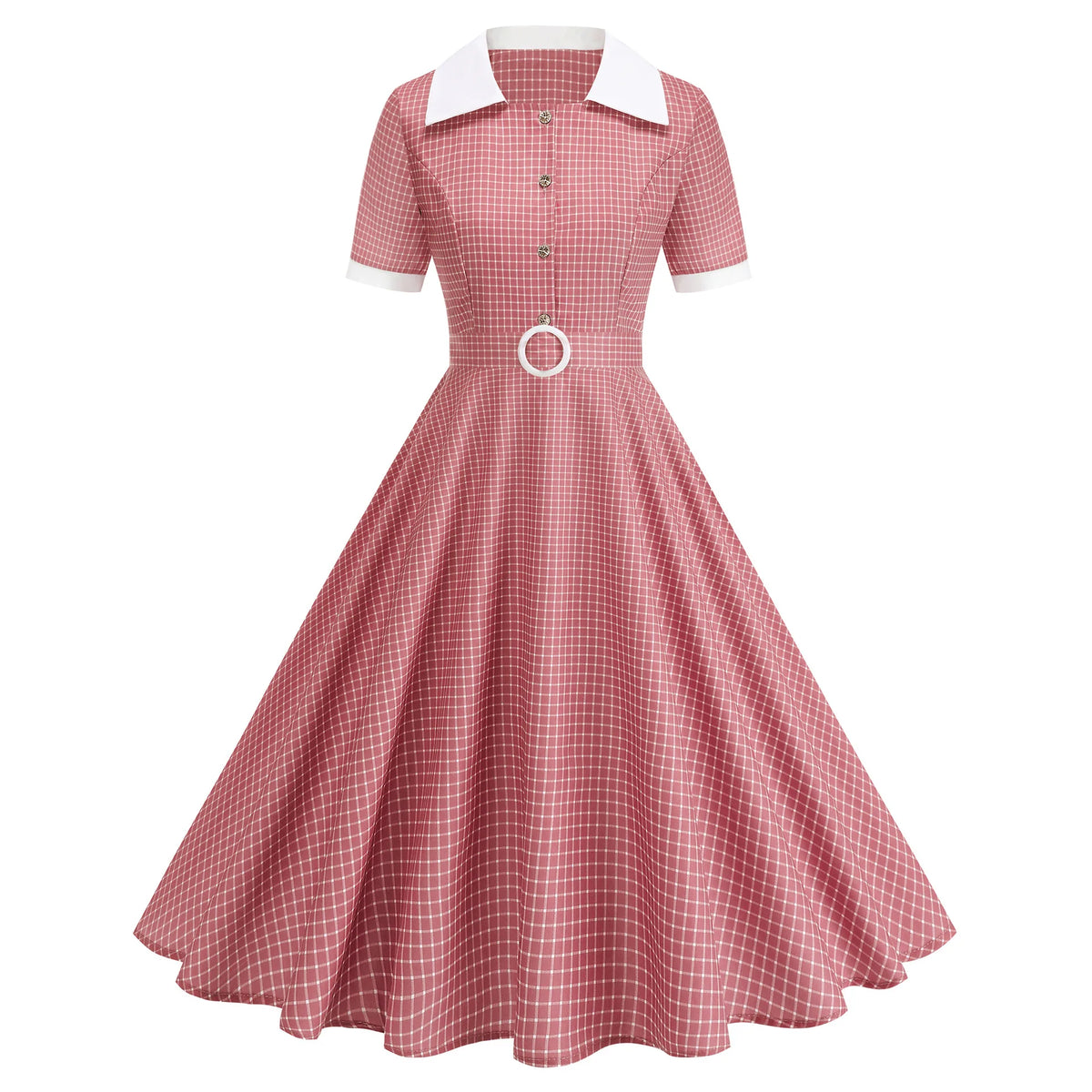 Plaid Vintage Office Lady Abiti estivi Donna 2026 Moda Retro 50s 60s 70s Swing Pinup Rockabilly Party Dress Robe Abiti
