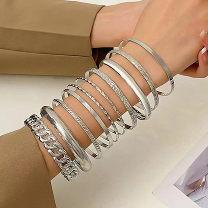 10 Pezzi Bracciale da Donna Semplice con Design Bohemien Retrò a Fascia Larga, Gioielli da Sposa