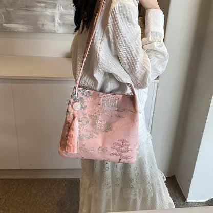Borsa a tracolla da donna alla moda ricamata in stile cinese di vendita caldo 2026 Borsa di grande capacità di nuova tendenza estiva