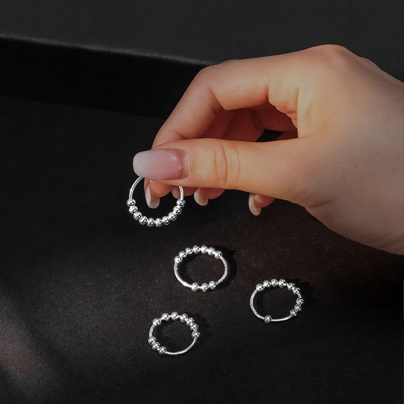 Anelli di ansia punk per donna uomo spirale Fidget perline anello gioielli di tendenza piacevole ruota liberamente anello in acciaio inossidabile antistress regalo