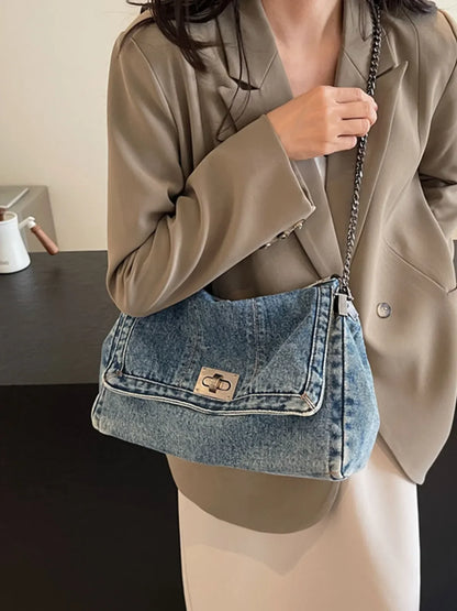 Borsa in denim da donna 2025 Borse a tracolla casual di nuova moda Borsa tote di grande capacità Borse a tracolla per pendolari di classe per donna bolsa sac
