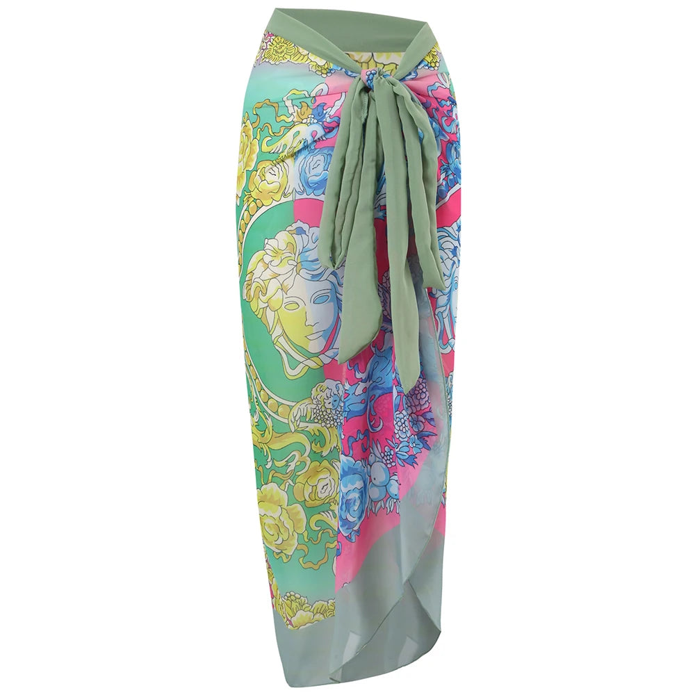 Nuovo Abito da Spiaggia Sexy con Stampa Retrò 2026, Copricostume Lungo, Gonna per Feste, Costume da Bagno, Abbigliamento da Spiaggia