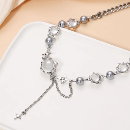 Collana girocollo donna Thorn Desin collana fata vetro opale collana catena clavicola elegante girocollo festa Color argento