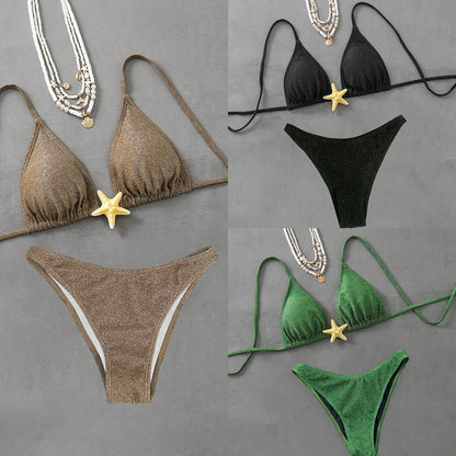 Sommer neuer Schnür-Seestern-Accessoires-Bikini, sexy Strand-Split-Badeanzug