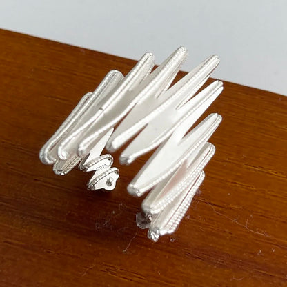 Anelli in argento sterling 925 per le donne Gioielleria raffinata geometrica Anello ampio scintillante regolabile per il regalo di compleanno della festa