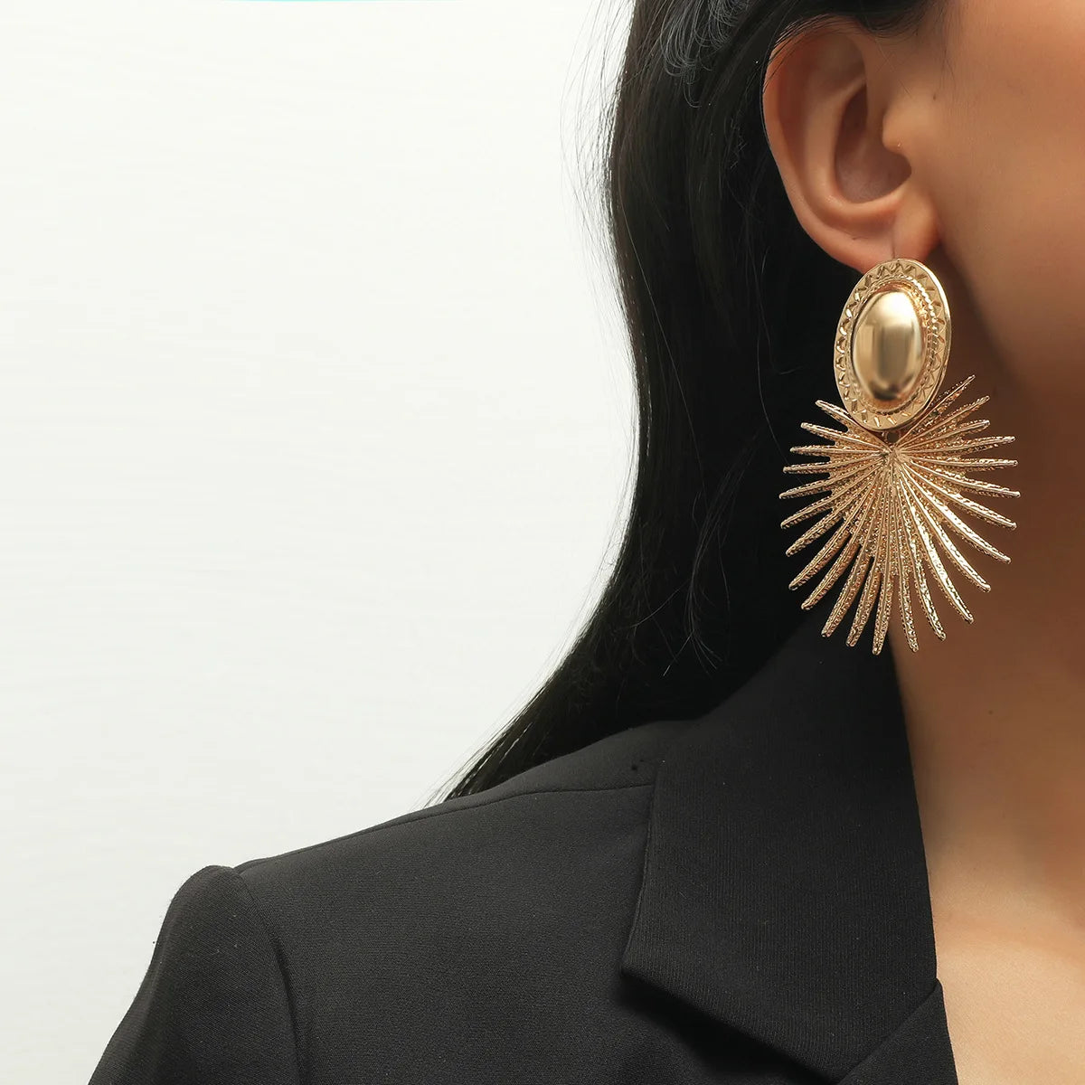 Orecchini Vintage Geometrici Irregolari in Metallo per Donne, Tendenza 2025, Orecchini a Perno Dorati, Gioielli