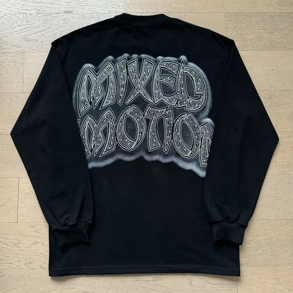EMOTIONE MISTA T-shirt a maniche lunghe Uomo Donna High Street Stampa completa 100% cotone Girocollo Hip Hop Top oversize