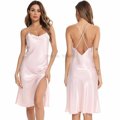 Camicia da notte estiva Ruffles Lady Nightwear camicia da notte raso senza spalline gonna intimo Lingerie Sexy vestiti per la casa accappatoio