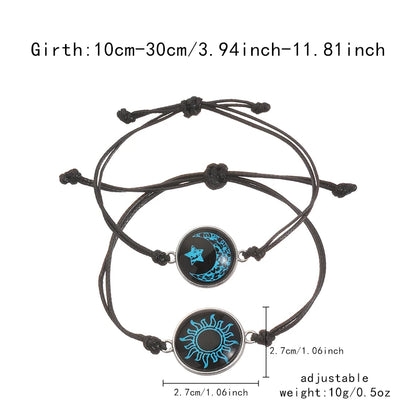 Braccialetti romantici per coppia di sole e luna luminosi per donna Uomo Bracciale coordinato con corda intrecciata fatta a mano Regali di gioielli per San Valentino