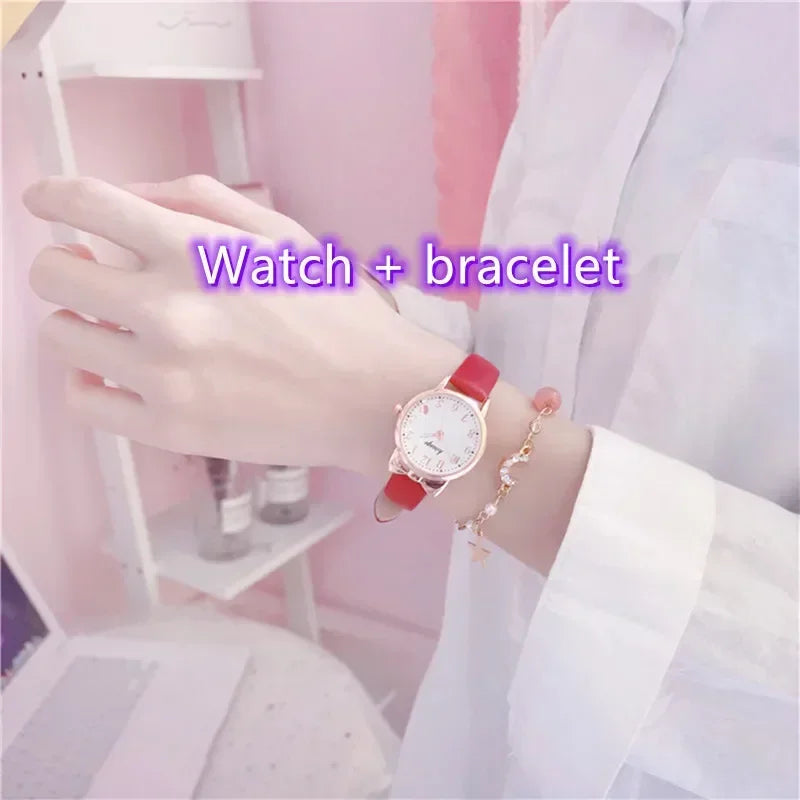 2023 Fashion Kids Love quadrante digitale orologio per bambini Set cinturino in pelle orologi al quarzo orologio per ragazze per bambini orologio per bambini + braccialetto