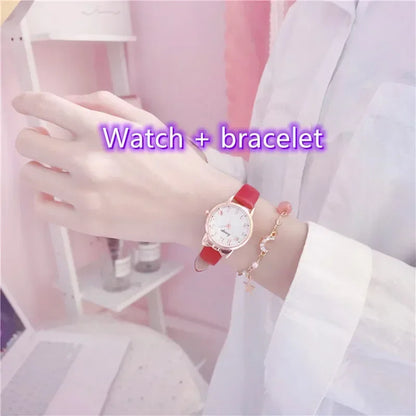 2023 Fashion Kids Love quadrante digitale orologio per bambini Set cinturino in pelle orologi al quarzo orologio per ragazze per bambini orologio per bambini + braccialetto