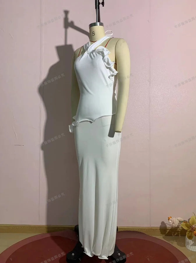 Abiti da donna Primavera 2026 Nuovi, con scollo all'americana, tinta unita, sexy, senza schienale, eleganti, dal taglio slim, che avvolgono i fianchi, lunghi