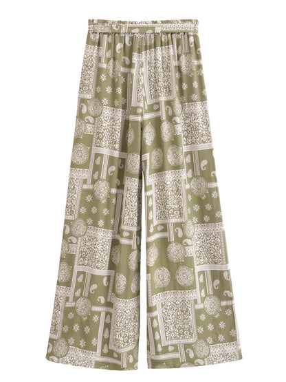 Boho Queens Donna Abiti con stampa floreale marrone Kimono Abito Abiti bohémien Pantaloni a gamba larga 2 pezzi Rayon Boho Set costume da bagno