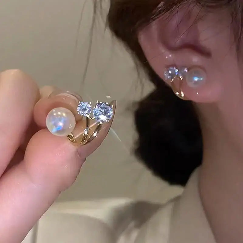 Orecchini in argento 925 con ago in argento moda coreana con cuore di cristallo per gioielli da donna 2025 Trending Nuovi orecchini a cerchio da donna di lusso Brincos