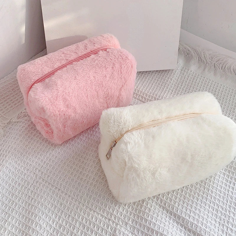 Borse per il trucco in pelliccia di leopardo per le donne Borsa per cosmetici da viaggio morbida Custodia per organizer Custodia per borse da donna per ragazze