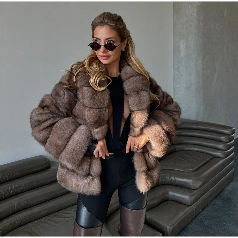 Pullover lavorati a maglia a collo alto scozzese da donna Chic manica lunga maglione corto caldo allentato Lady Autunno Inverno Pendolarismo Maglieria da strada