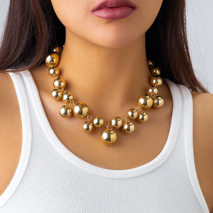 Collana esagerata in acrilico CCB con perline a sfera grande per donna Wed Vintage Chunky Clavicola Catena Grunge Gioielli Steampunk Uomo